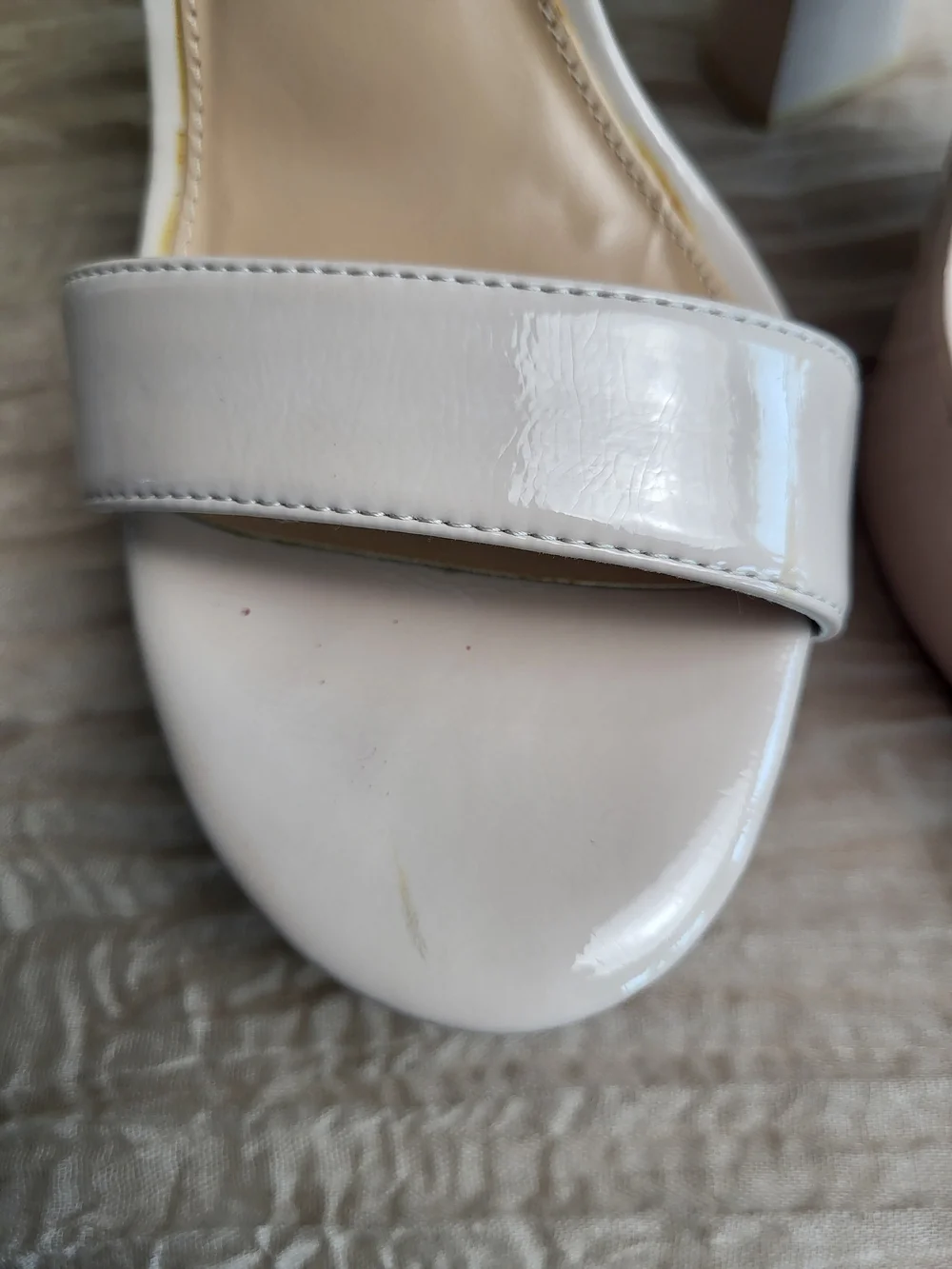 Steve Madden Nude Patent Ankle-Strap Heels